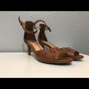 Fioni -Brown Open Toe High Heel Ankle Strap Sandal